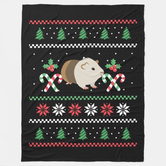 Guinea pig Dad ugly Christmas Fleecedecke (Vorderseite)