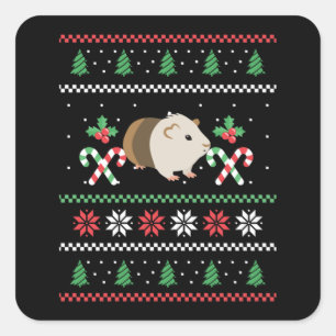 Guinea pig Dad ugly Christmas Quadratischer Aufkleber