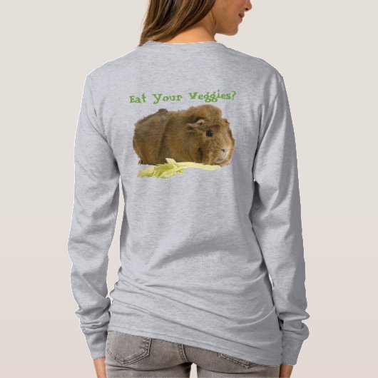 Guinea Pig Eating Celery Front Back Foto T-Shirt (Rückseite)