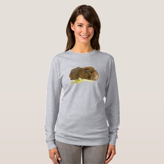 Guinea Pig Eating Celery Front Back Foto T-Shirt (Vorne ganz)