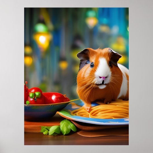 Guinea Pig Eating Spaghetti Poster (Vorne)