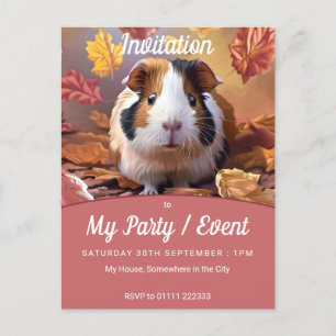 Guinea Pig & Fallende Herbstausgabe Party / Verans Einladungspostkarte