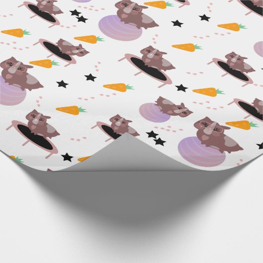 Guinea Pig Fitness Gym Funny Design Geschenkpapier (Ecke)