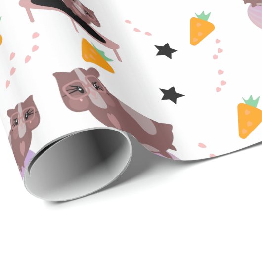 Guinea Pig Fitness Gym Funny Design Geschenkpapier (Rolleneckpunkt)