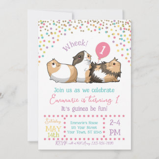 Guinea Pig Geburtstagsparty Einladung Confetti