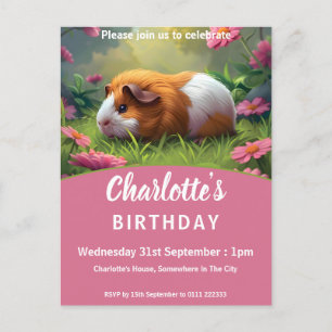 Guinea Pig Geburtstagsparty Einladungspostkarte