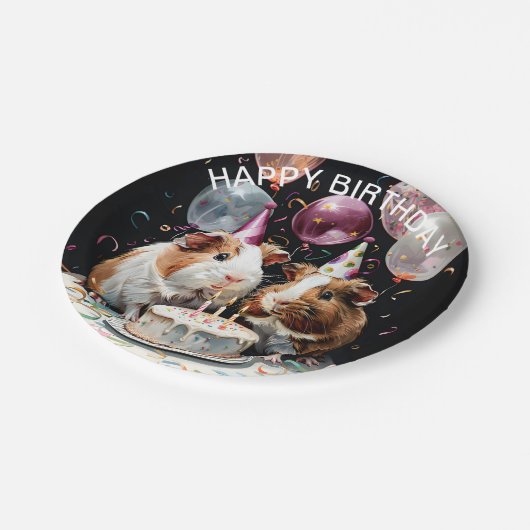 Guinea Pig Geburtstagsparty Pappteller (Schrägansicht)