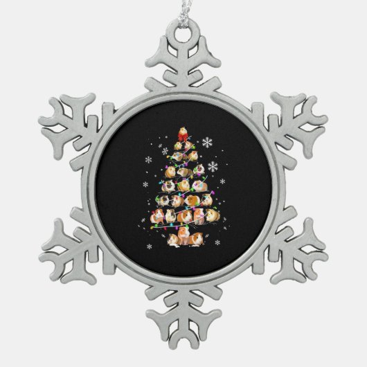 Guinea Pig Geschenk| Frohe Weihnachtszeit Guinea S Schneeflocken Zinn-Ornament (Vorderseite)