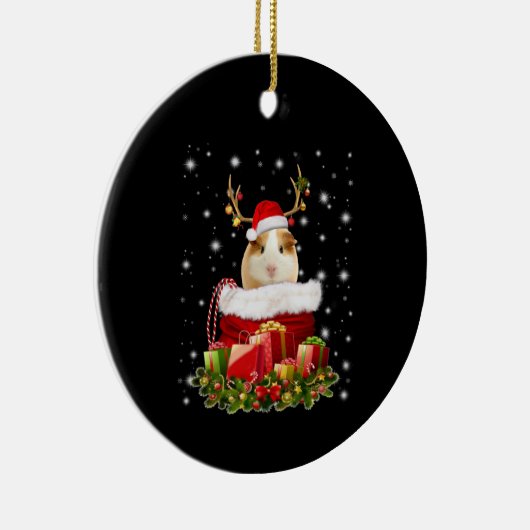 Guinea Pig Gift | Frohe Weihnachts-Guinea Pig Keramik Ornament (Rechts)