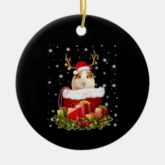 Guinea Pig Gift | Frohe Weihnachts-Guinea Pig Keramik Ornament (Vorne)