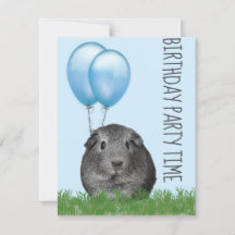 Guinea Pig Girly Blue Ballon Custom Geburtstag