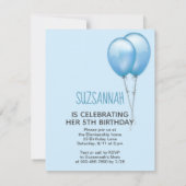 Guinea Pig Girly Blue Ballon Custom Geburtstag Einladung (Rückseite)