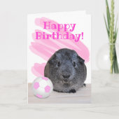 Guinea Pig Girly Pink White Soccer Ball Custom Karte (Vorderseite)