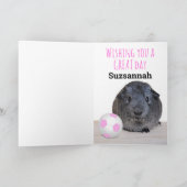Guinea Pig Girly Pink White Soccer Ball Custom Karte (Innenseite)