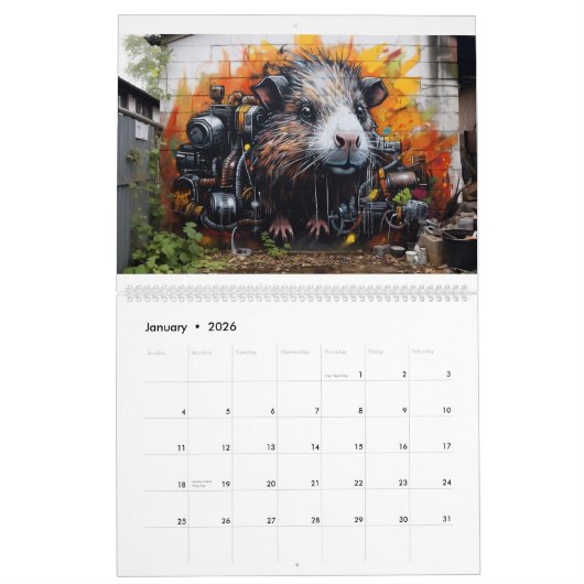 Guinea Pig Graffiti-Kalender Kalender (Jan 2026)