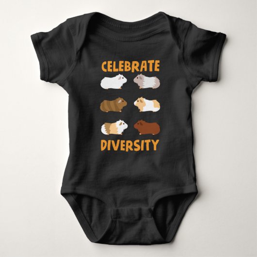 Guinea Pig Graphic Celebrate Diversity Niedlichen Baby Strampler (Vorderseite)