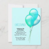 Guinea Pig Green Blue Balloons Custom Geburtstag Einladung (Rückseite)