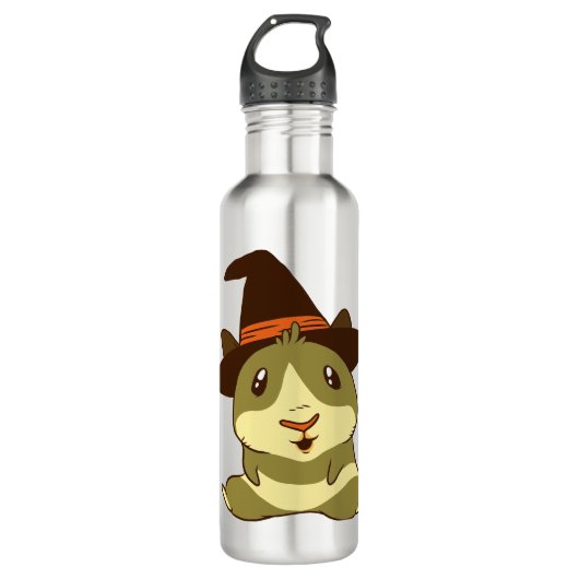 Guinea Pig Halloween Hexe Edelstahlflasche (Vorderseite)