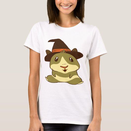 Guinea Pig Halloween Hexe T-Shirt (Vorderseite)