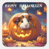 Guinea Pig Halloween Quadratischer Aufkleber (Vorderseite)