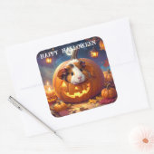 Guinea Pig Halloween Quadratischer Aufkleber (Umschlag)