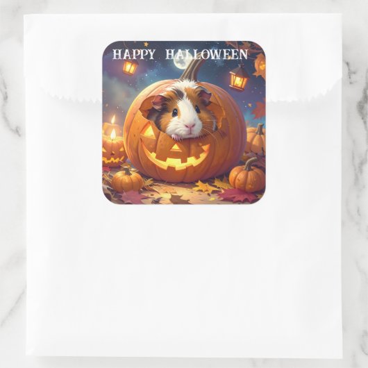 Guinea Pig Halloween Quadratischer Aufkleber (Tasche)