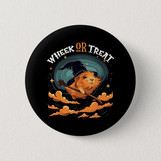 Guinea Pig Halloween Wheel oder Leckerei Funny Cav Button (Vorderseite)