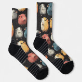 Guinea Pig Hamster Chalk Zeichne Muster Schwarz Socken (Rechts)