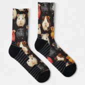 Guinea Pig Hamster Chalk Zeichne Muster Schwarz Socken (Rechts)