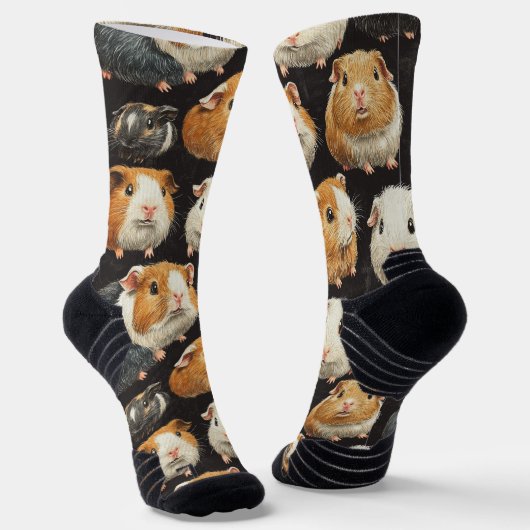 Guinea Pig Hamster Chalk Zeichne Muster Schwarz Socken (Gewinkelt)
