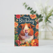 Guinea Pig Happy Birthday Postkarte (Stehend Vorderseite)