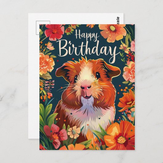 Guinea Pig Happy Birthday Postkarte (Vorne/Hinten)
