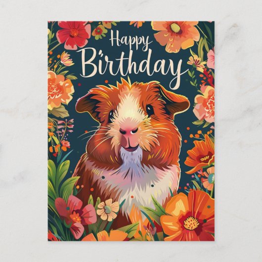 Guinea Pig Happy Birthday Postkarte (Vorderseite)