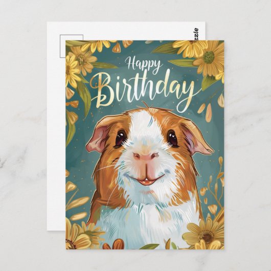 Guinea Pig Happy Birthday Postkarte (Vorne/Hinten)