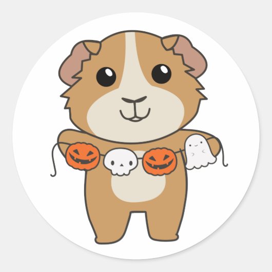 Guinea Pig Happy Halloween Pumpkin Kostüm Classic Runder Aufkleber (Vorderseite)