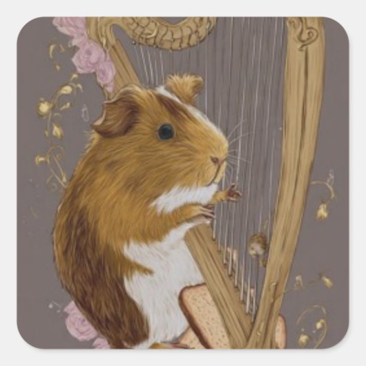Guinea Pig Harpist Sticker (Vorderseite)