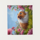Guinea pig inmitten der rosa Blüten Wandteppich (Vorderseite)