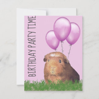Guinea Pig Lila Balloons Custom Geburtstag Einladung