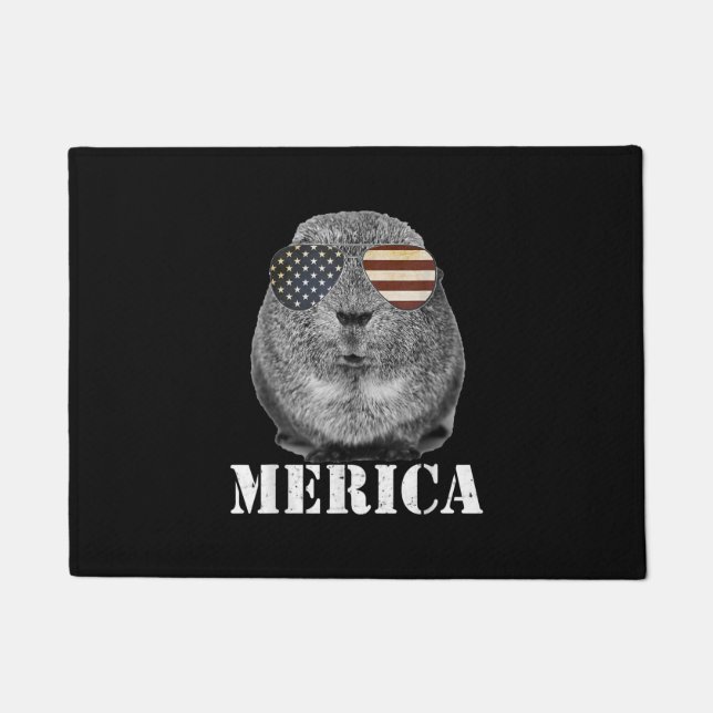 Guinea Pig Merica Patriotic USA Flaggenbrille Fußmatte (Vorderseite)