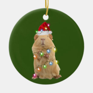 Guinea Pig mit Hutschuh Weihnachten Keramik Ornament