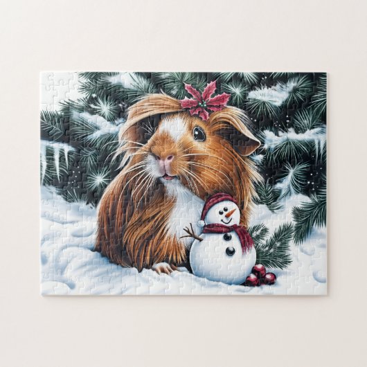 Guinea Pig mit Snowman Puzzle (Horizontal)