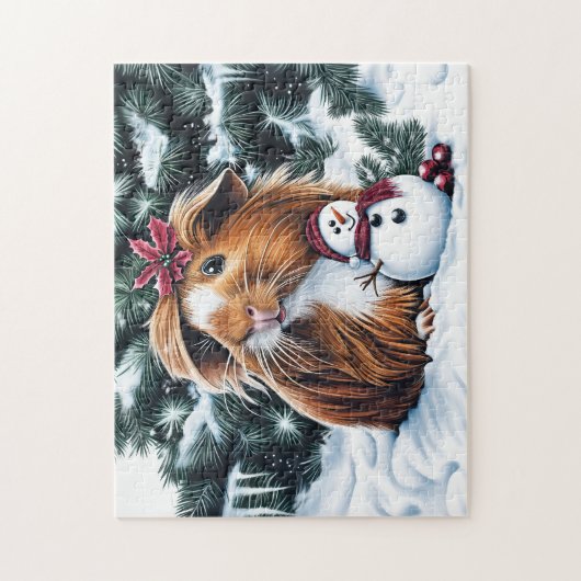 Guinea Pig mit Snowman Puzzle (Vertikal)