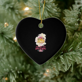 Guinea Pig Mom Floral Mors Day and Christmas Gift Keramik Ornament