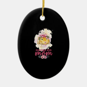 Guinea Pig Mom Floral Mors Day and Christmas Gift Keramik Ornament