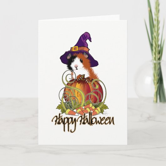 Guinea Pig 'n Pumpkin Halloween Karte (Vorderseite)