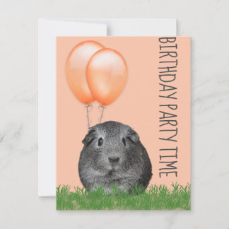 Guinea Pig Orange Balloons Custom Geburtstag Einladung