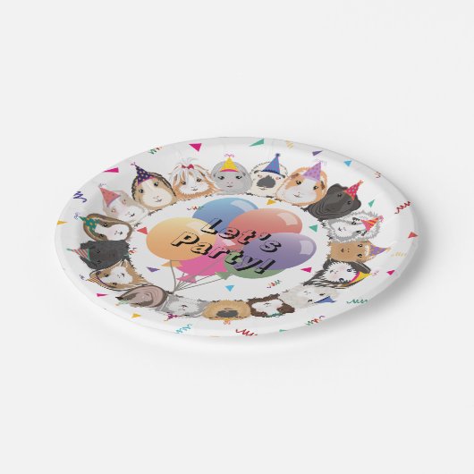 Guinea Pig Party Pappteller (Schrägansicht)