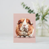 Guinea Pig Portrait Postkarte (Stehend Vorderseite)