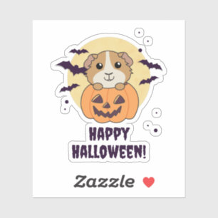 Guinea Pig Pumpkin Sweet Animals Happy Halloween Aufkleber