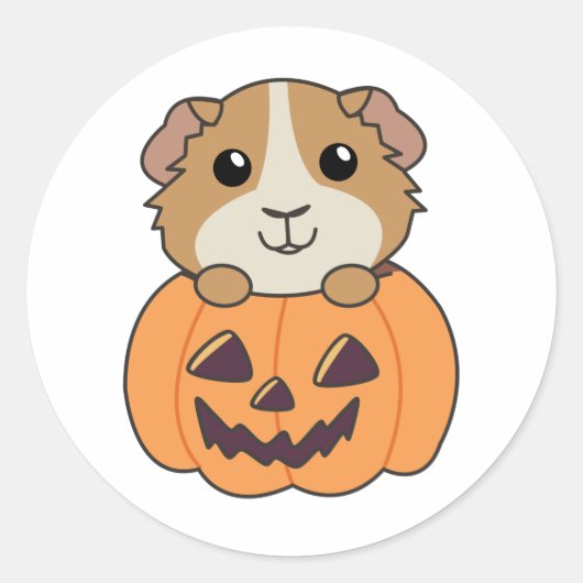 Guinea Pig Pumpkin Sweet Animals Happy Halloween C Runder Aufkleber (Vorderseite)